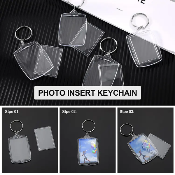 Plastic Blank Acrylic Photo Frame Keychain (100pcs)